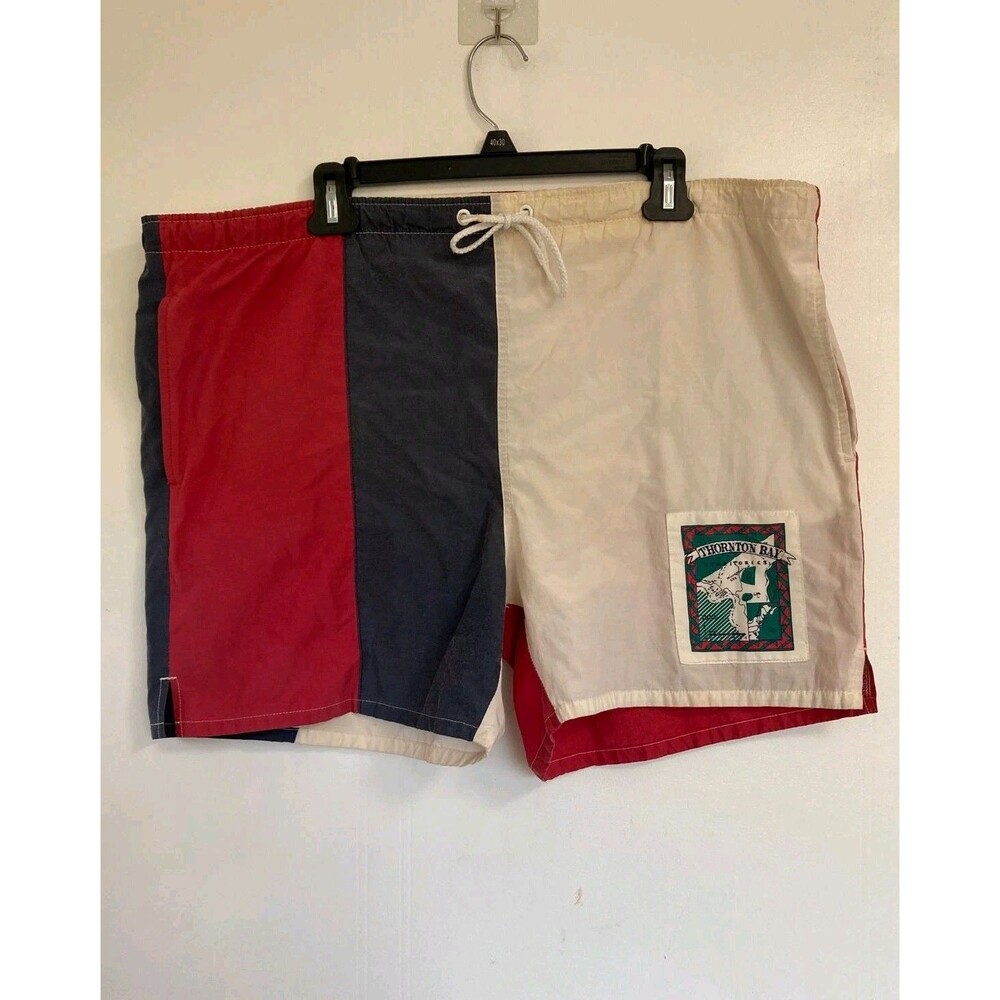 Vintage Thornton Bay Colorblock Swim Trunks Mens L Beach 90s